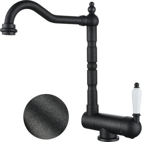 Miscelatore da cucina pieghevole nero, rubinetto da cucina in ottone, miscelatore da cucina sottofinestra con beccuccio girevole a 360°, rubinetto da lavello pieghevole davanti alla finestra (satinato (1/5)