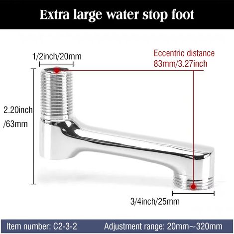 (C2-3-2) Accessoires pour robinetterie de douche : coudes allongés et renforcés, tuyaux courbes et joints pour pommeaux de douche. Le robinet est coudé. (1/5)