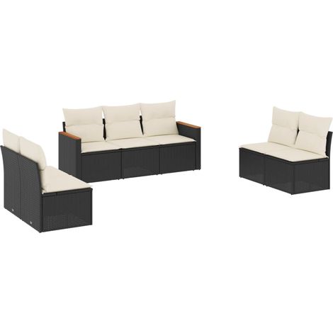 Maison Exclusive - Set de comedor de jardín 7 pzas y cojines ratá (1/5)
