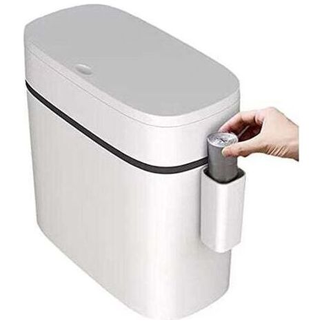 Poubelle rectangulaire 12 litres – Couvercle à pression – Design mince pour espaces restreints – Matériau PP – Salle de bain, bureau, cuisine (1/5)