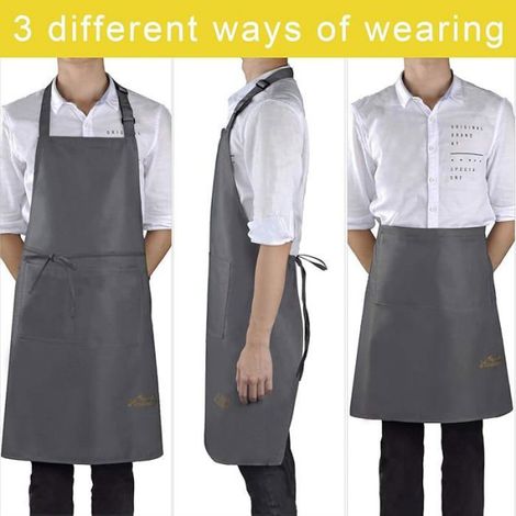 Tablier De Cuisine - Matériau Composite Impermeable - Ajustable Avec Poches - Pour Usage Familial - 2 Unites (1/5)