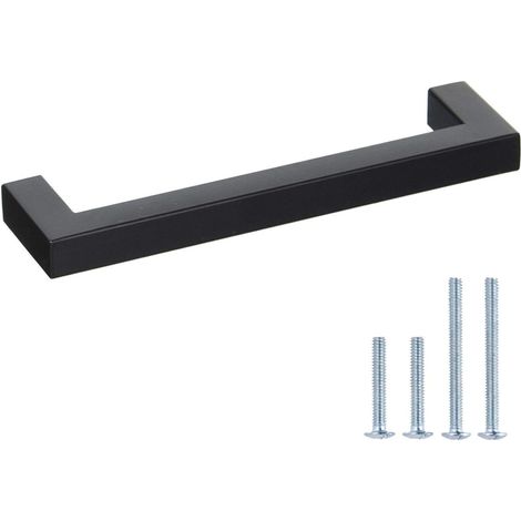 Lot de 15 Poignées Meuble Noires Inox 128 mm, Armoire Cuisine Tiroir, Style Minimaliste, Vis Longueur... (1/5)