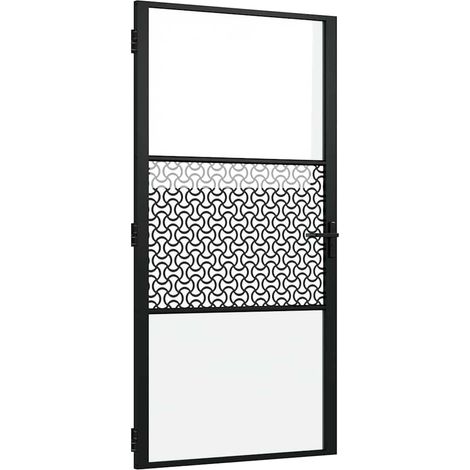 Puerta de Vidrio Calado Negro 102,5 x 3,5 x 201,5 cm Aluminio vidaXL