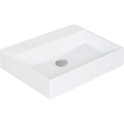 Vasque Elayla sans trou de robinet en céramique, blanc 600x130x450 mm (1/2)