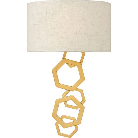 Lampada da parete luce acciaio oro H 50,8 cm luce corridoio 2 fiamme scala (1/4)