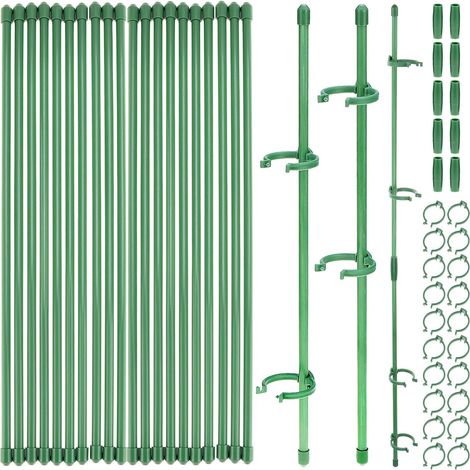 Kit de tuteurage, 20 Tuteurs, 20 Pinces, 40 Capuchons et 10 Tubes rallonges pour Plantes d'intérieur, Fleurs et Plantes grimpantes. (1/5)