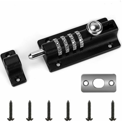 royaluxe - Verrou de Porte à Code, Yideng 4 roues recodables Verrouillage Portail Résistant à l'eau Combinaison sans Clé Serrure avec vis unidirectionnelles haute sécurité pour hangars/granges,noir, u (1/5)