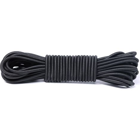 Corde extensible en caoutchouc - 4 mm - 10 m - Pour bâche de remorque, tente, filet, bannières (noir, 4 mm x 10 m) (1/5)