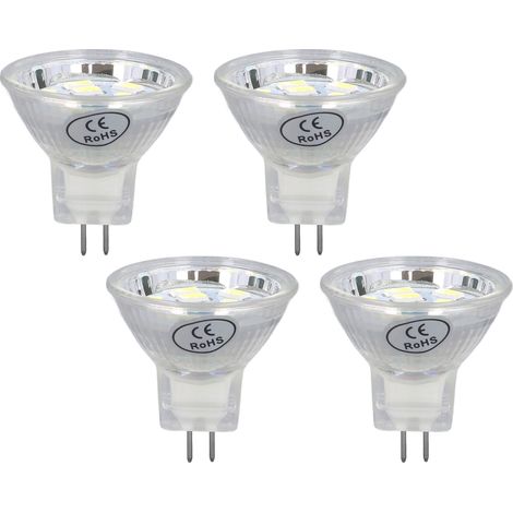 Lot de 4 ampoules LED MR11 3W 300lm, 9 LED à double broche pour projecteur et lampe de paysage, lumière blanc froid (1/5)