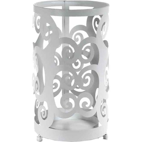 Portaombrelli in Ferro Forma Tonda Bianco 22 x 42 cm