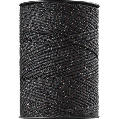 Corde de Clôture Électrique VEVOR Fil Tressé 305 m Diamètre 6,35 mm avec 2 Fils de Cuivre pour Chevaux et Bovins Noir (1/5)