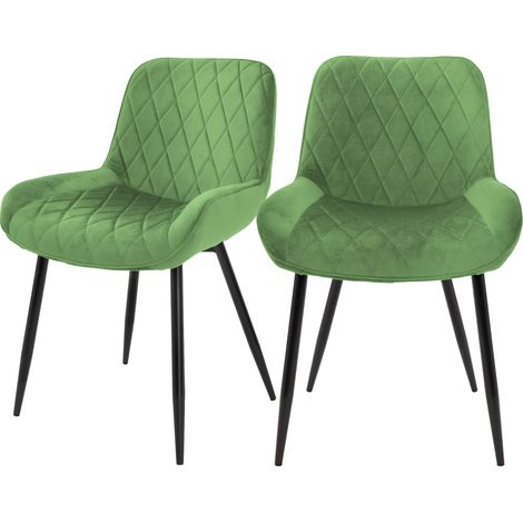 ML-Design Set 2 Sedie da Pranzo Cucina con Schienale Verde Salvia Poltroncina da Soggiorno Rivestimento in Velluto Seduta Imbottita Gambe in Metallo Design Moderno ed Elegante Sedia Scrivania Studio