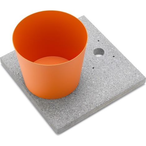 Base con Vaschetta per Fontane con Ghiera Grande 40x40x5 cm in Cemento Belfer 42/BSE/3 Arancione (1/5)