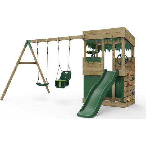 Wooden Lookout Tower Playhouse with 6ft Slide - Zion