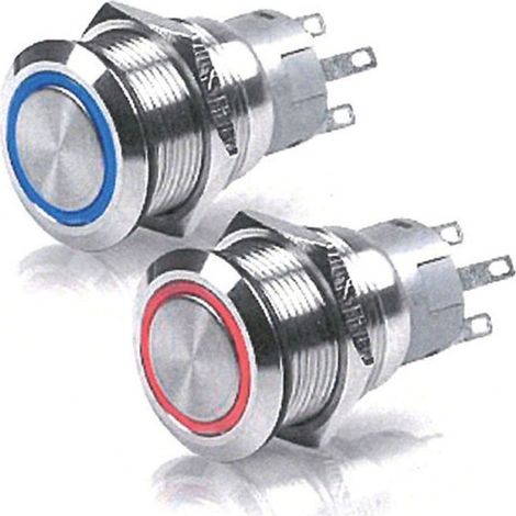 Interrupteur inox étanche 7A rouge -
