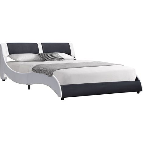 Literie Julien – Lit clara 140x190 – Ensemble sommier et tête de lit – 13 lattes en MDF – Revêtement PVC facile d'entretien – Hauteur tête de lit 71 cm (1/3)
