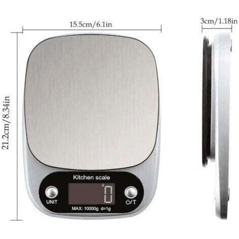 NALOOKAMIC  Balance électronique en acier inoxydable 10kg/1g, balance de cuisine numérique, oz pour cuisiner et cuire