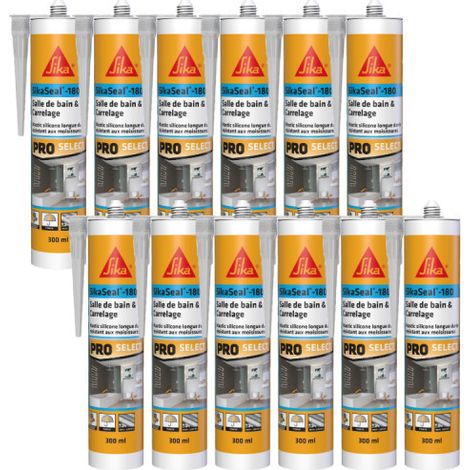 SIKA Sikaseal-180 Badezimmer &amp Fliesen Silikon-Dichtmasse - Transparent - 300ml - 12er Set