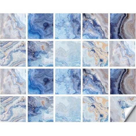 Stickers Carrelage - 15x15 cm - Imperméables - PVC Auto-adhésifs - Pour Cuisine Salle de Bain - 20 Pièces (1/4)