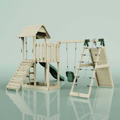 PolarPlay Spielturm Farö aus Holz in GrünBabyschaukel