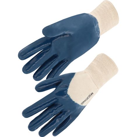 Gant nitrile Enduction lourde Poignet tricot - SINGER - NBR326  T8 (1/2)