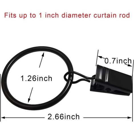 Anneaux de rideau avec clips intégrés – Lot de 40 pièces en métal, diamètre intérieur 3,2 cm, compatibles tringles jusqu’à 2,5 cm (1/3)