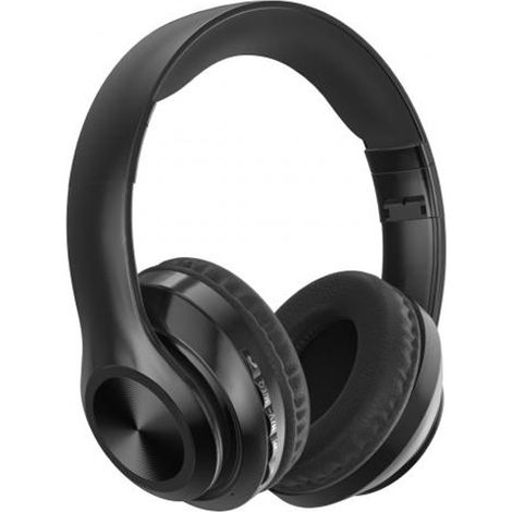 (Noir) Écouteurs Bluetooth sans fil pliables avec oreillettes, arceau, microphone et emplacement pour carte. (1/3)