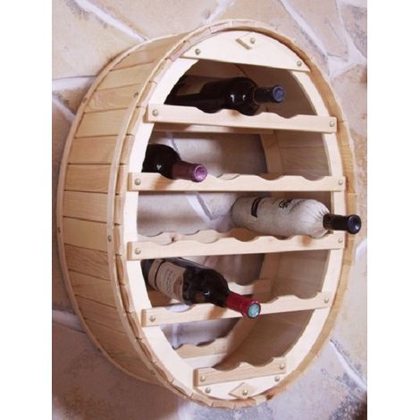 DanDiBo Weinregal Holz Wand Weinfass für 18 Flaschen Natur lackiert für die Wandmontage Wandregal zum aufhängen Flaschenregal