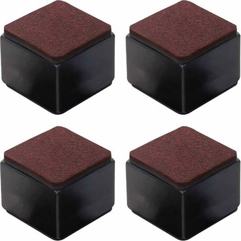 Aiperq Lot de 4 rehausseurs de meubles autocollants en acier au carbone - 50 mm de hauteur pour lits, canapés, armoires - Carrés noirs, (1/4)