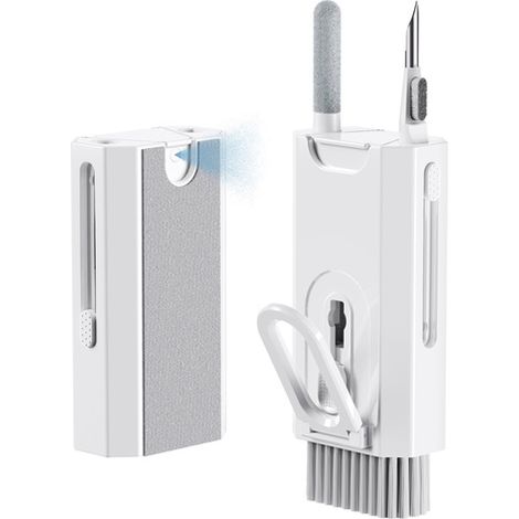 Kit de limpieza Alogy 8 en 1, limpiador de pantallas y teclados multifunción para teléfonos y ordenadores, color blanco. (1/5)