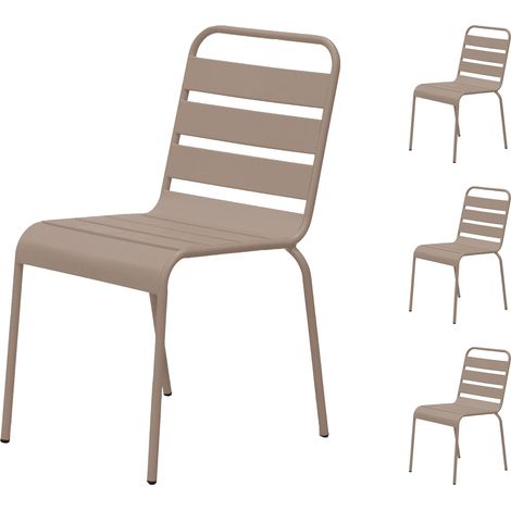 Lot de 4 chaises de jardin en métal taupe - BACA (1/5)