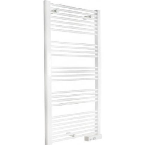 Finimetal – Sèche-serviette eau chaude vertical 1222x500mm – Acier blanc – Puissance 528 Watts – Raccordement central 50mm