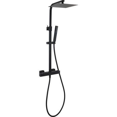 Colonne de douche avec thermostat, set de douche noir mat