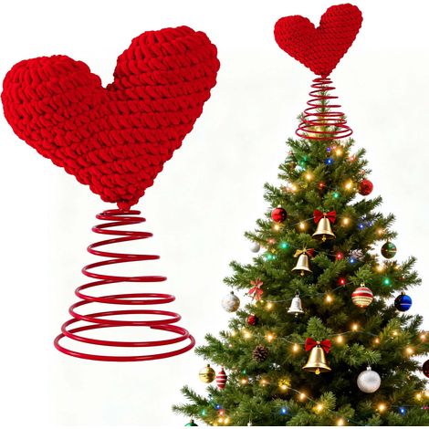 Sommet D'Arbre De Noël - Étoile En Tissu Rouge - Pour Arbre De Noël Standard - 22 x 15,5 cm - 1 Pièce