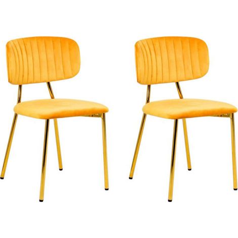 Lot de 2 Chaises en Velours "Kian" 80cm Orange (1/5)