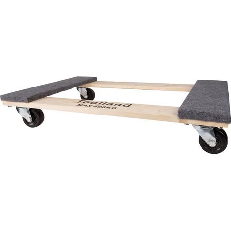 Toolland Plataforma con Ruedas Resistente con Base Grande de Madera 76 x 46 cm, 4 Ruedas giratorias y protección de Fieltro, Ideal para Transportar Muebles y Cargas Pesadas hasta 400 kg