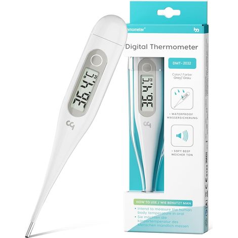 Thermomètre Rectale Bebe et Adulte, Résultats Précis en 10 Secondes Gris, Simple à Utiliser, Résultats Fiables, Commutable ℃/℉ (1/5)