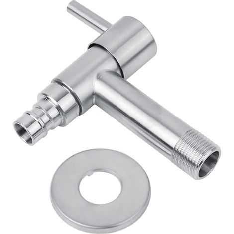 Robinet d'eau, 2 pouce, G1/2, inox, pour toilettes et lavabo (1/5)