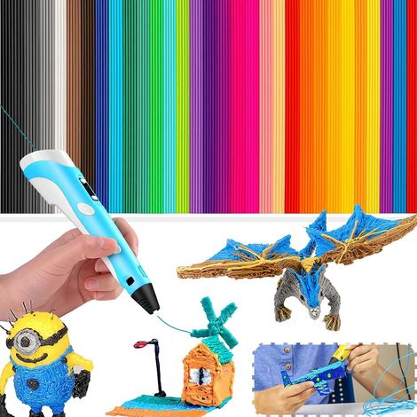 Lot de 220 recharges de filament pour stylo d'impression 3D, 22 couleurs de filament PCL (15 cm), basse température d'impression et phosphorescent, compatible avec stylo (1/5)