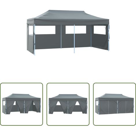 vidaXL Tente extérieure - Tente de réception pliable avec 4 parois 3x6 m Acier Anthracite (1/5)