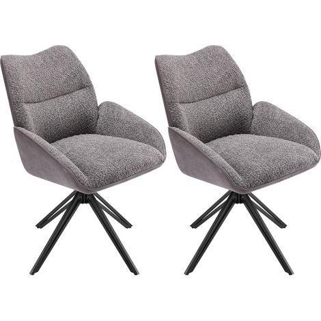 Sillón giratorio de 2 piezas, tapizado en gris, con patas de metal, soporta hasta 150 kg, ideal para salón, dormitorio, estudio u oficina. (1/5)