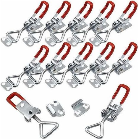 16 Pièces Métal Sauterelles Loquets à Bascule Réglables, Menuisier Grenouillère à Levier Serrage Verrou Porte Décharge Rapide Capacité (1/5)