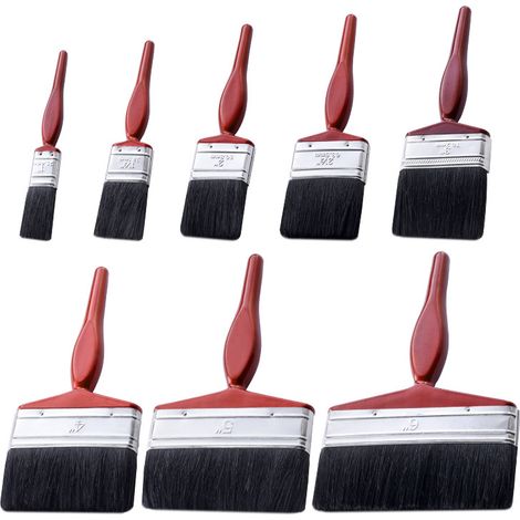 Juego de 8 pinceles aptos para el trabajo en varios tamaños para un acabado suave con pinturas de emulsión brillantes y satinadas en paredes, techos, muebles, madera, metal - Pinceles para madera
