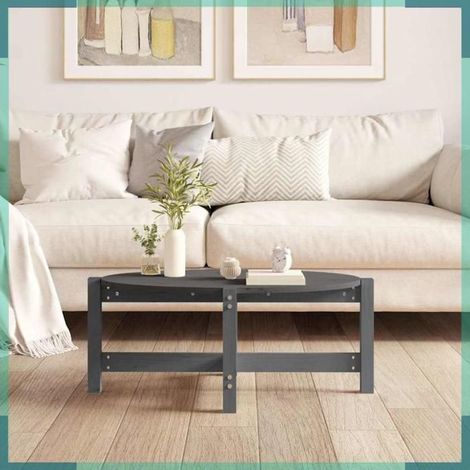 Table basse - 822324 - Gris - Bois massif de pin - 87 x 48 x 35 cm (1/5)