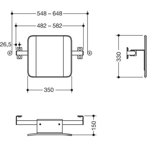 HEWI 900.51.90960 Appui-dos CV (BS), Système 900, T:150, SK-