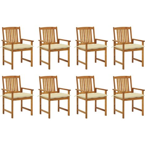 Lot de 8 Chaises de jardin avec coussins - Chaises d'extérieur pour terrasse/jardin Bois d'acacia solide BV300713 - BonneVie (1/5)