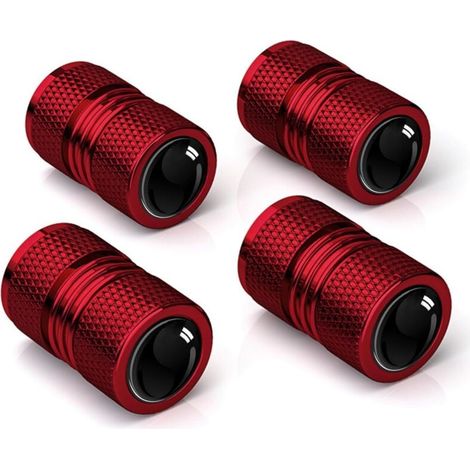 Lot de 4 bouchons de valve de pneu universels en métal pour voiture, vélo, moto (rouge) (1/5)