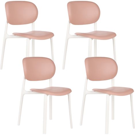 Conjunto de 2 sillas de comedor modernas para jardín ligeras resistentes a la intemperie rosa pastel Musano