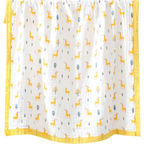6 couches couverture bébé, 110 x 110 cm, coton mousseline douce et respirant, motif ludique, pour sieste crèche poussette (1/5)