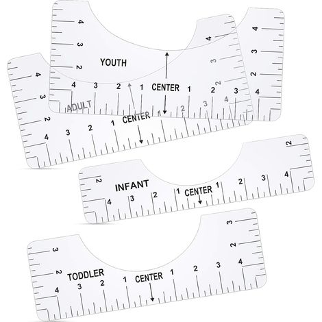 4 pezzi di strumenti per l'allineamento delle magliette, guida trasparente per righello per magliette, strumento per il centraggio della sublimazione, strumento per vinile per magliette per forniture (1/5)